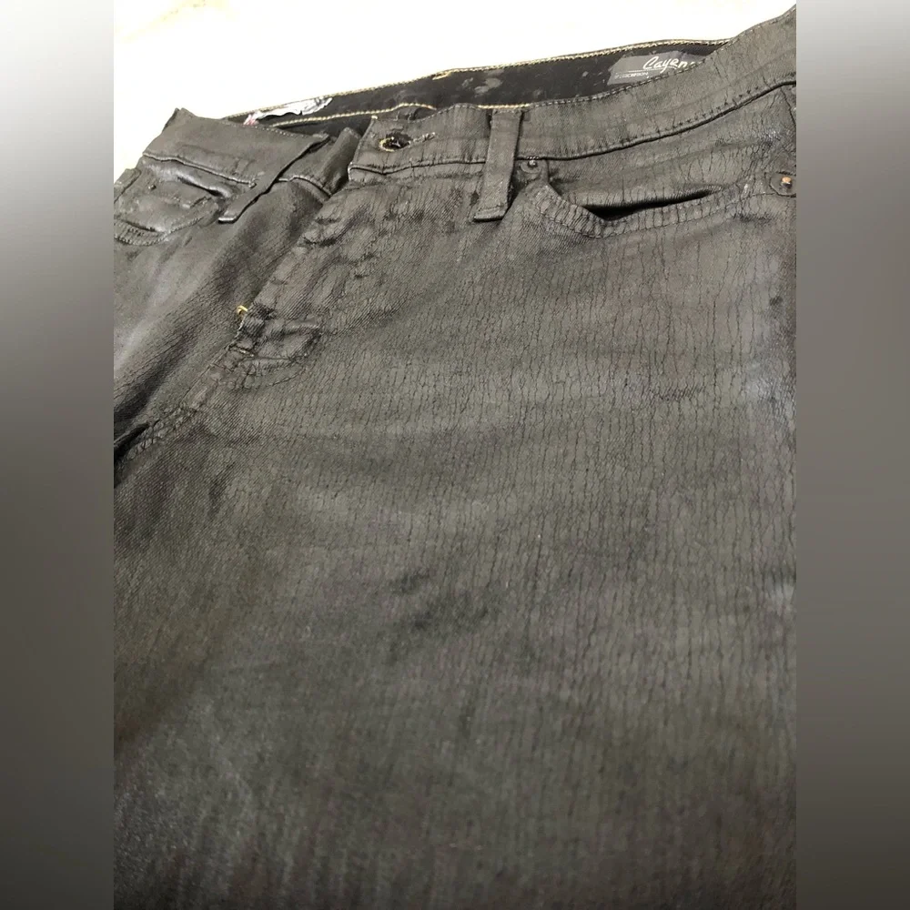 Red engine Cayenne Low rise skinny Jeans, Black coated, size 30 - Picture 3 of 8